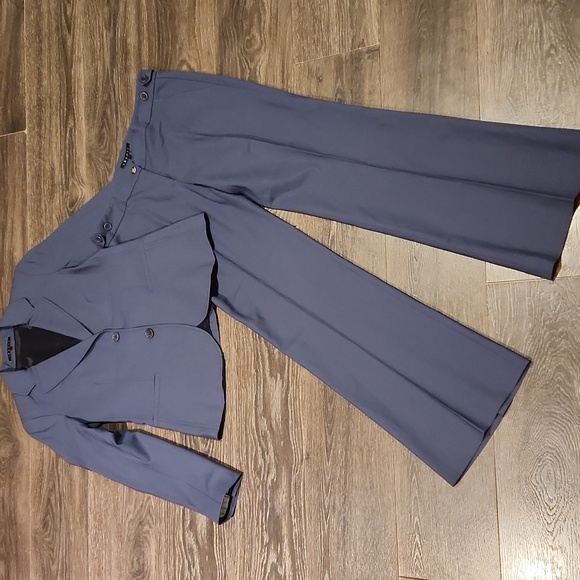 ❤️ THEORY VIRGIN WOOL WIDE LEG TROUSERS / PANTS & SUIT JACKET 8